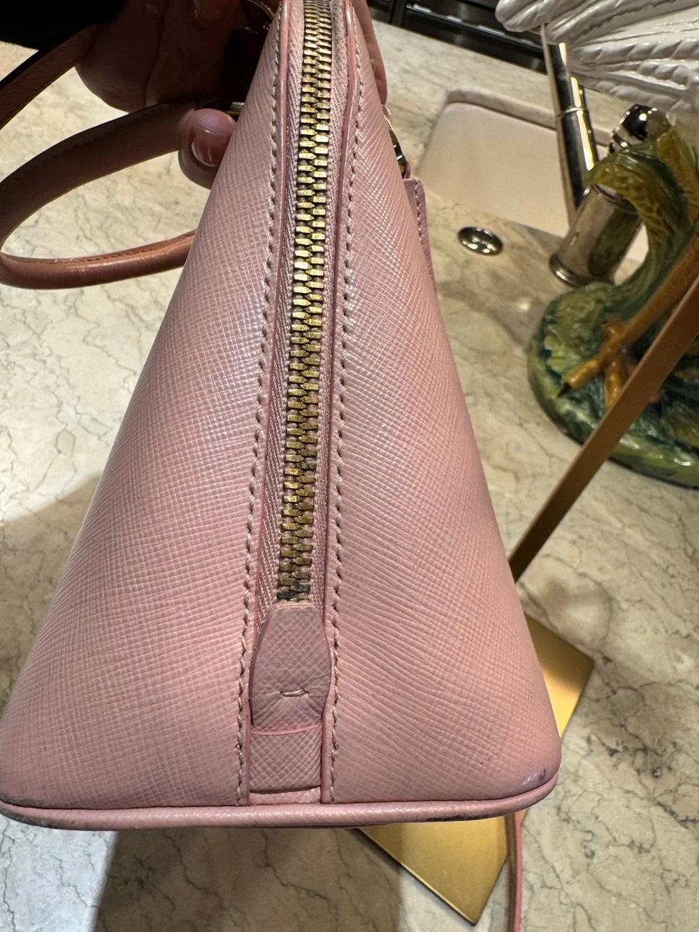 Prada Small Pink Promenade Bag, Gold Hardware